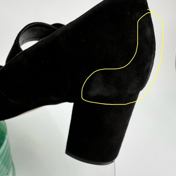 Marc Fisher Carney Heels Size 8 M Black Suede Leather Pointed Toe Strap - Picture 4 of 12